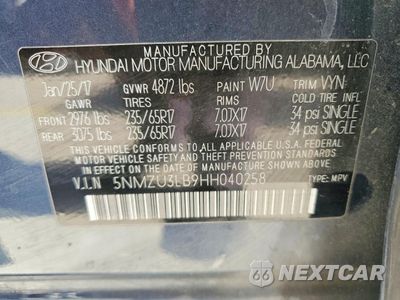 Zdjęcie 13 z 13 samochodu: 2017 HYUNDAI SANTA FE SPORT VIN:5NMZU3LB9HH040258 - miniatura