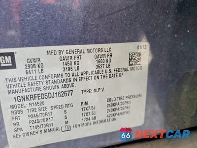 Zdjęcie 13 z 13 samochodu: 2013 CHEVROLET TRAVERSE LS VIN:1GNKRFED5DJ162677 - miniatura
