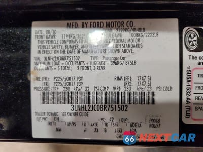 Zdjęcie 12 z 12 samochodu: 2011 LINCOLN TOWNHOUSE MKZ VIN:3LNHL2JC0BR751502 - miniatura