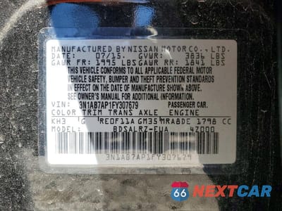 Zdjęcie 12 z 12 samochodu: 2015 NISSAN SENTRA S VIN:3N1AB7AP1FY307679 - miniatura