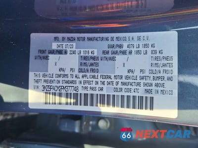 Zdjęcie 13 z 13 samochodu: 2023 MAZDA 3 PREFERRED VIN:3MZBPACM2PM377748 - miniatura