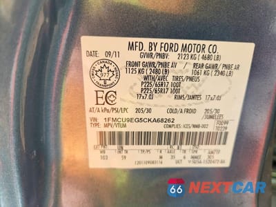 Zdjęcie 13 z 13 samochodu: 2012 FORD ESCAPE LIMITED VIN:1FMCU9EG5CKA68262 - miniatura