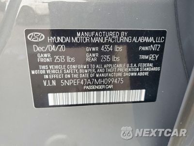 Zdjęcie 12 z 12 samochodu: 2021 HYUNDAI SONATA SEL VIN:5NPEF4JA7MH099475 - miniatura