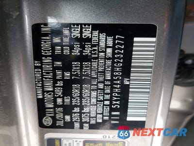 Zdjęcie 13 z 13 samochodu: 2017 KIA SORENTO VIN:5XYPH4A58HG232277 - miniatura