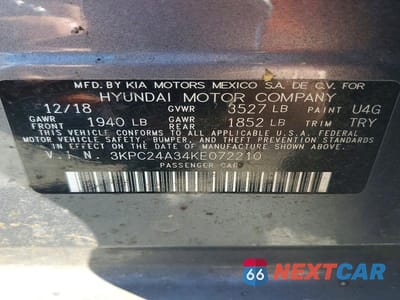 Zdjęcie 12 z 12 samochodu: 2019 HYUNDAI ACCENT SE VIN:3KPC24A34KE072210 - miniatura