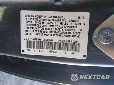 Zdjęcie 12 z 12 samochodu: 2012 HONDA CIVIC HF VIN:2HGFB2F61CH519605 - miniatura
