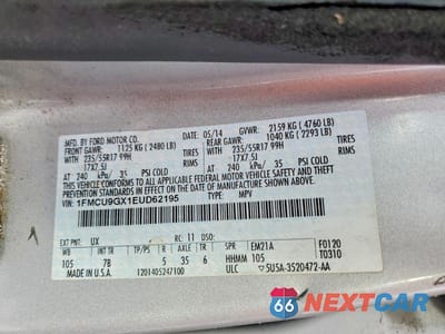 Zdjęcie 13 z 13 samochodu: 2014 FORD ESCAPE SE VIN:1FMCU9GX1EUD62195 - miniatura
