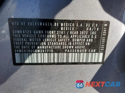 Zdjęcie 12 z 13 samochodu: 2019 VOLKSWAGEN JETTA S VIN:3VWC57BU5KM241718 - miniatura