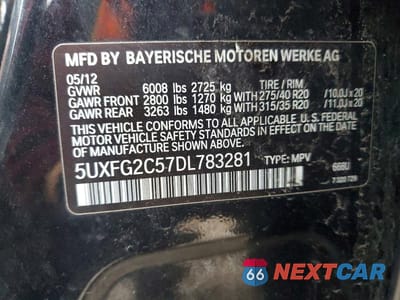 Zdjęcie 13 z 13 samochodu: 2013 BMW X6 XDRIVE35I VIN:5UXFG2C57DL783281 - miniatura
