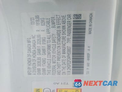 Zdjęcie 13 z 13 samochodu: 2023 HONDA CIVIC LX VIN:2HGFE2F24PH538837 - miniatura