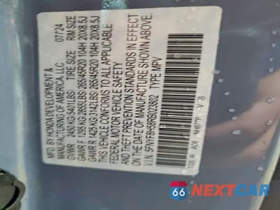 Zdjęcie 13 z 13 samochodu: 2024 HONDA PASSPORT EXL VIN:5FNYF8H58RB023802 - miniatura