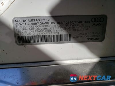 Zdjęcie 13 z 13 samochodu: 2012 AUDI A8 L QUATTRO VIN:WAURVAFD0CN028247 - miniatura