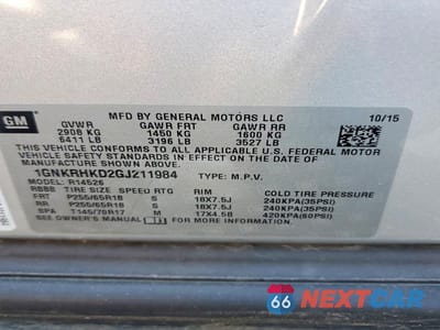 Zdjęcie 13 z 13 samochodu: 2016 CHEVROLET TRAVERSE LT VIN:1GNKRHKD2GJ211984 - miniatura