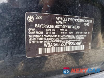Zdjęcie 12 z 12 samochodu: 2015 BMW 328 I VIN:WBA3A5G53FNS87299 - miniatura