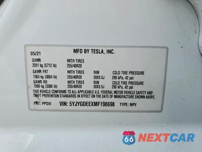 Zdjęcie 12 z 12 samochodu: 2021 TESLA MODEL Y VIN:5YJYGDEEXMF198698 - miniatura