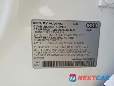 Zdjęcie 13 z 13 samochodu: 2018 AUDI Q5 PREMIUM VIN:WA1ANAFY6J2013912 - miniatura