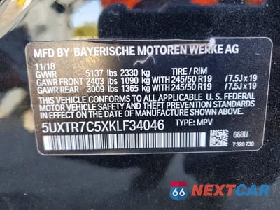 Zdjęcie 13 z 13 samochodu: 2019 BMW X3 SDRIVE30I VIN:5UXTR7C5XKLF34046 - miniatura
