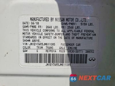 Zdjęcie 12 z 12 samochodu: 2018 INFINITY Q50 LUXE VIN:JN1EV7AR5JM611085 - miniatura
