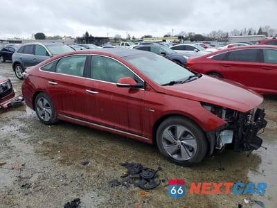 Czwarte zdjęcie samochodu z boku: 2017 HYUNDAI SONATA HYBRID VIN:KMHE34L37HA077265 - miniatura