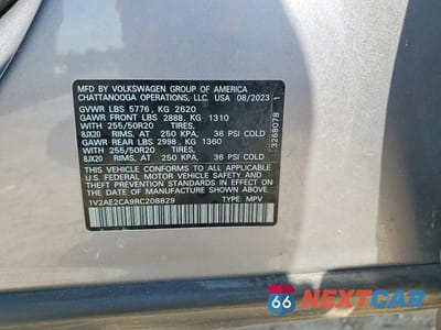 Zdjęcie 13 z 13 samochodu: 2024 VOLKSWAGEN ATLAS CROSS SPORT SEL R-LINE VIN:1V2AE2CA9RC208829 - miniatura