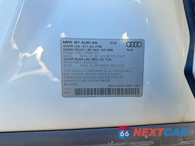 Zdjęcie 10 z 10 samochodu: 2021 AUDI E-TRON PREMIUM PLUS VIN:WA1LAAGE1MB011692 - miniatura