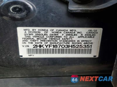 Zdjęcie 13 z 13 samochodu: 2003 HONDA PILOT EXL VIN:2HKYF18703H525351 - miniatura