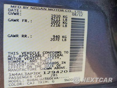 Zdjęcie 12 z 12 samochodu: 2013 NISSAN ALTIMA 2.5 VIN:1N4AL3AP3DC129420 - miniatura