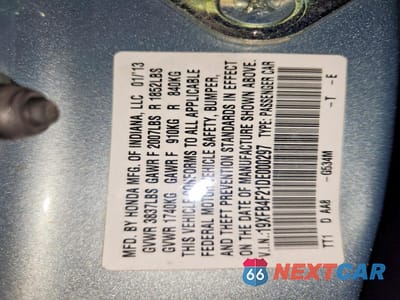 Zdjęcie 12 z 12 samochodu: 2013 HONDA CIVIC HYBRID VIN:19XFB4F21DE000297 - miniatura