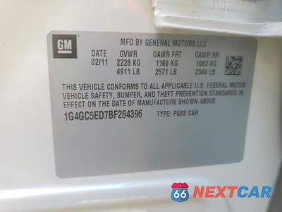 Zdjęcie 12 z 12 samochodu: 2011 BUICK LACROSSE VIN:1G4GC5ED7BF284396 - miniatura