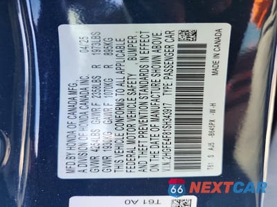Zdjęcie 12 z 12 samochodu: 2025 HONDA CIVIC SPORT VIN:2HGFE4F81SH343917 - miniatura