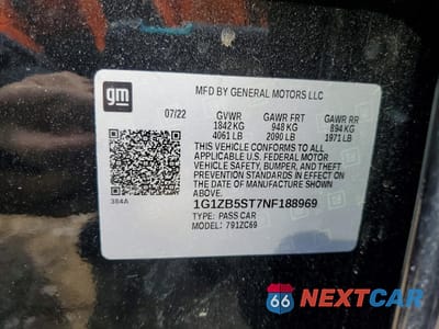 Zdjęcie 12 z 13 samochodu: 2022 CHEVROLET MALIBU LS VIN:1G1ZB5ST7NF188969 - miniatura