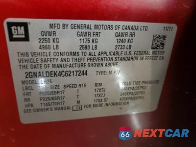 Zdjęcie 13 z 13 samochodu: 2012 CHEVROLET EQUINOX LT VIN:2GNALDEK4C6217244 - miniatura