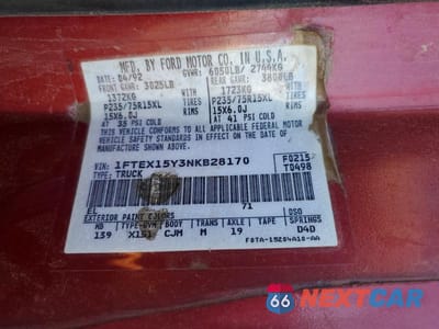 Zdjęcie 12 z 12 samochodu: 1992 FORD F150 VIN:1FTEX15Y3NKB28170 - miniatura