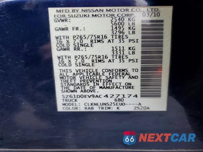 Zdjęcie 12 z 12 samochodu: 2010 SUZUKI EQUATOR RMZ-4 VIN:5Z61D0EV9AC427174 - miniatura