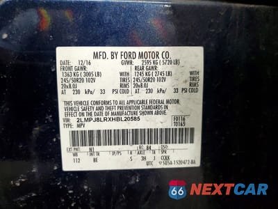 Zdjęcie 13 z 13 samochodu: 2017 LINCOLN MKX RESERVE VIN:2LMPJ8LRXHBL20585 - miniatura