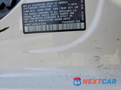 Zdjęcie 12 z 12 samochodu: 2016 VOLKSWAGEN PASSAT SE VIN:1VWBT7A33GC012263 - miniatura