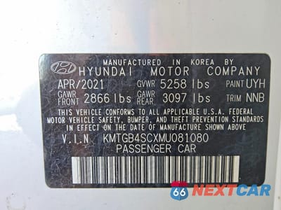 Zdjęcie 12 z 13 samochodu: 2021 GENESIS G80 2.5T VIN:KMTGB4SCXMU081080 - miniatura