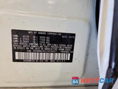 Zdjęcie 12 z 12 samochodu: 2018 SUBARU LEGACY 2.5I PREMIUM VIN:4S3BNAC60J3036027 - miniatura