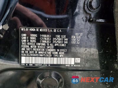 Zdjęcie 14 z 14 samochodu: 2022 HONDA HR-V EX VIN:3CZRU6H51NM753839 - miniatura