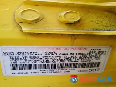 Zdjęcie 13 z 13 samochodu: 2005 MITSUBISHI LANCER EVOLUTION MR VIN:JA3AJ66F45U030326 - miniatura