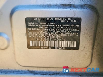 Zdjęcie 14 z 14 samochodu: 2014 SUBARU XV CROSSTREK 2.0I HYBRID VIN:JF2GPBCC7EH336704 - miniatura