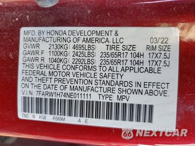 Zdjęcie 13 z 13 samochodu: 2022 HONDA CR-V SE VIN:7FARW1H74NE011111 - miniatura