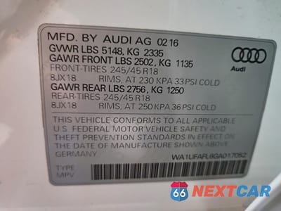 Zdjęcie 14 z 15 samochodu: 2016 AUDI A4 ALLROAD PREMIUM PLUS VIN:WA1UFAFL6GA017052 - miniatura