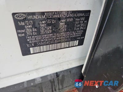 Zdjęcie 13 z 13 samochodu: 2021 HYUNDAI SANTA FE LIMITED VIN:5NMS4DAL8MH344436 - miniatura