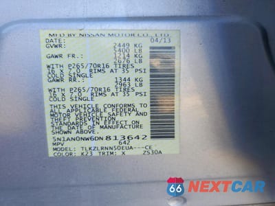 Zdjęcie 13 z 13 samochodu: 2013 NISSAN XTERRA X VIN:5N1AN0NW6DN813642 - miniatura