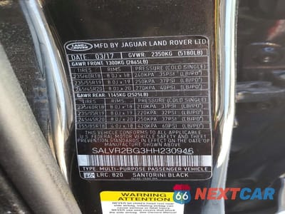 Zdjęcie 14 z 14 samochodu: 2017 LAND ROVER RANGE ROVER EVOQUE HSE VIN:SALVR2BG3HH230946 - miniatura