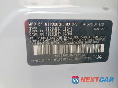 Zdjęcie 13 z 13 samochodu: 2022 MITSUBISHI MIRAGE G4 ES VIN:ML32FUFJ4NHF02572 - miniatura