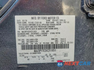 Zdjęcie 13 z 13 samochodu: 2018 FORD ECOSPORT SE VIN:MAJ3P1TE2JC211051 - miniatura