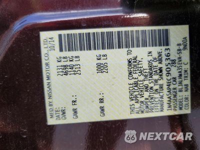 Zdjęcie 12 z 12 samochodu: 2014 NISS MAXIMA S VIN:1N4AA5AP4EC905363 - miniatura