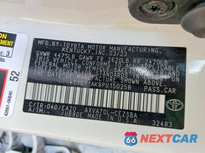 Zdjęcie 12 z 12 samochodu: 2023 TOYOTA CAMRY SE NIGHT SHADE VIN:4T1G11AK8PU150258 - miniatura